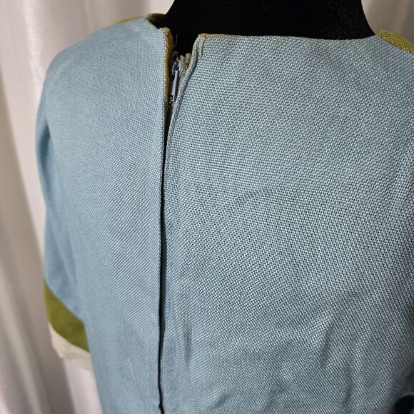 True Vintage 60s Skirt Suit Julie Miller Blouse Skirt Set 15/16 Womens Blue Gree - Picture 11 of 16